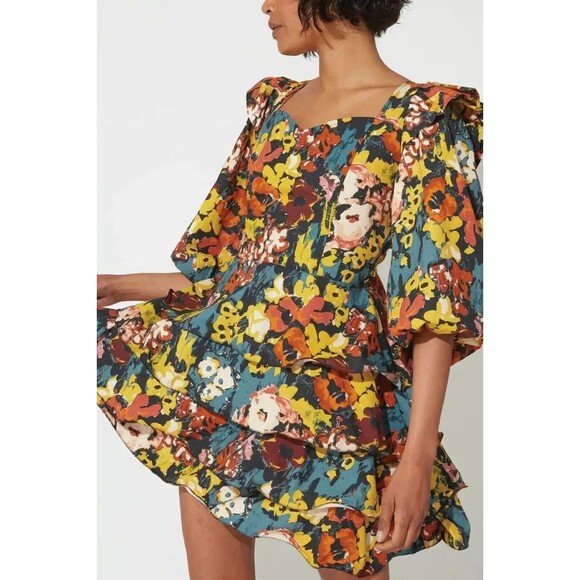 Anthropologie Cleobella Amerie Mini Dress Size M Ruffled Boho Cottagecore Summer - Picture 1 of 15
